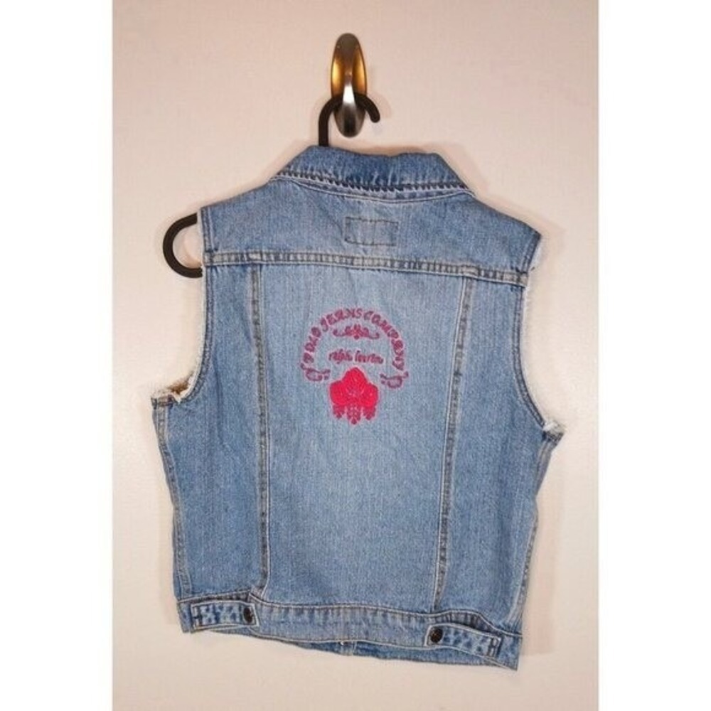 Vintage Polo Jeans Co Ralph Lauren Denim Vest M 90s Y2K Embroidered Jean Jacket